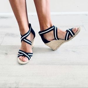 Platforms navy blue espadrille sandals